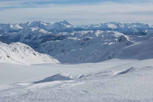Stunning high-altitude view of snow-covered Canadian mountains on a crisp winter day.